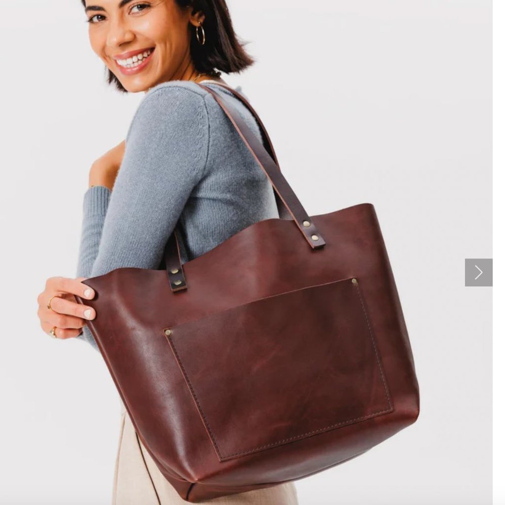 "almost perfect" leather tote bag- portland leather